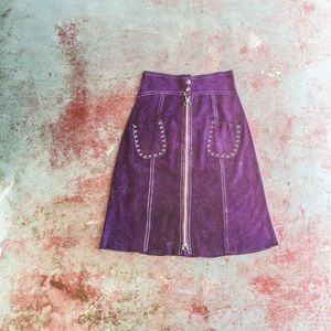 70s suede zip up skirt with pockets - Medium!